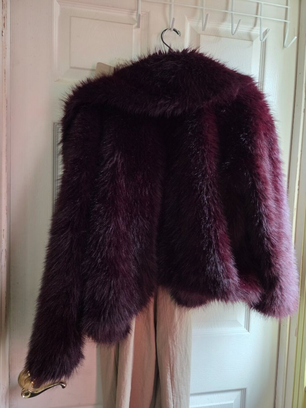 Simply VERA WANG Size M lined jacket Excllnt! burgundy faux fur w/SNAPS classy~ - Picture 6 of 10